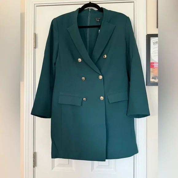 NWT Ann Taylor Forest Green Double-Breasted Blazer Dress